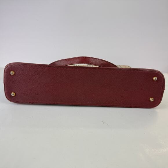 Burberry Nova Check Tote Bag Beige Black Burgundy Plaid Authentic ISSUES READ - Picture 11 of 16
